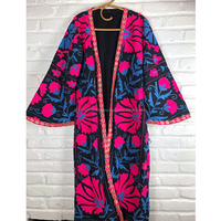 Chaqueta bordada fluorescente para mujer, moda al por mayor, nueva colección, Suzani, bata larga de Kimono de invierno de gran tamaño, abrigo