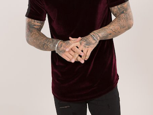 Camiseta de hombre de manga corta informal con parte inferior redonda y cuello redondo de tela de terciopelo serigrafiada al por mayor - Product Image 4