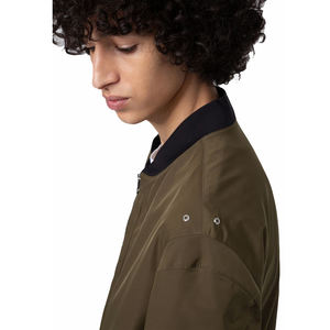 Olive Green Custom Made Winter Plus Size <b>Washed</b> Casual Windproof Eco-Friendly <b>Stand</b> Collar Outdoor Bomber Jacket for Men - Product Image 3