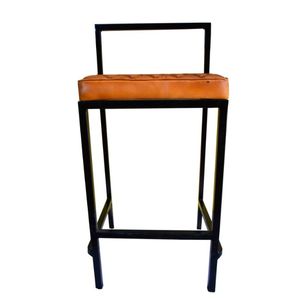 Taburete de METAL para silla INDUSTRIAL, cubierta de cuero marrón, tapizado, para interior, encimera de cocina - Product Image 6