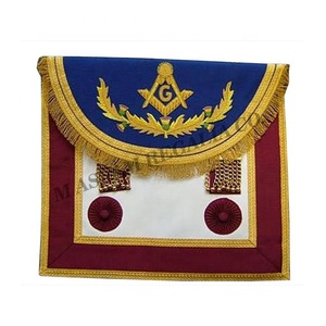 AASR Scottish Rite Master Mason Apron | Hand Embroidery Aprons | Tartan Fabric Half Circle Flap - Product Image 4