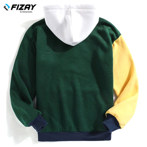 Vente en gros de sweats à capuche pour hommes, hiver, en polaire unie, coupe ample, patchwork, pour le sport, marque privée - Product Image 4