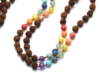 Nouveau Collier de Perles en Bois Tendance Style Spirituel Religieux avec Pierres Précieuses Énergétiques Rudraksha Chakra Mala
