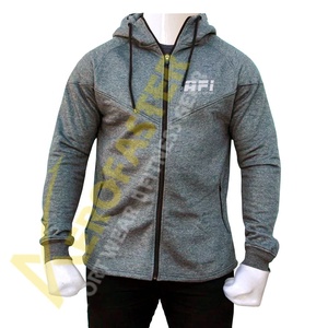 Sweat-shirt à capuche zippé pour homme AFI, manches longues, respirant, en polyester et coton, couleur unie, coupe classique, haut de loisirs d'hiver, logo frontal - Product Image 1