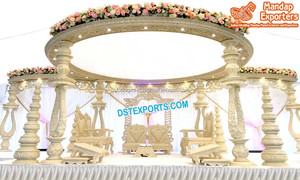 Maharani boda pilares gemelos Mandap boda madera tallada Maharani Mandap tradicional boda hindú madera Twin Mandap Reino Unido - Product Image 3