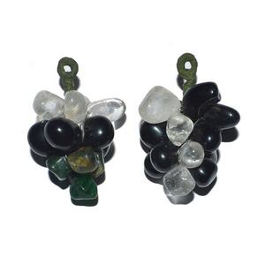 Colgantes de uva negra y cristal Artesanía de piedra semipreciosa - Product Image 1