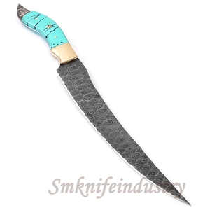 Custom Hand Forged Damascus Fillet knife With leather Sheath cover (smk1638) - Product Image 2