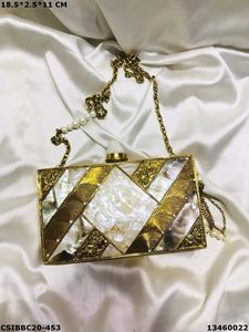 Designer Handcrafted Brass Evening <b>Bags</b> Elegant Ladies <b>Clutches</b> for Special Occasions Handmade Mother of <b>Pearl</b> - Product Image 5