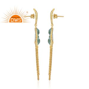 Dernier design 2026 Boucles d'oreilles pendantes en topaze bleue naturelle pour femme, bijoux de mode, fabricant - Product Image 4