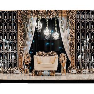 Somptueux luxe réception scène toile de fond bougie mur fibre de verre mariage toile de fond à la main léger mariage décor - Product Image 1