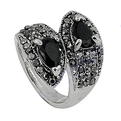 Đức Bạc Marcasite Và Đen Onyx Nhẫn Memoria Đồ Trang Sức Thiết Kế Nhẫn Nhẫn Cho Cô Đồ Trang Sức Bán Buôn