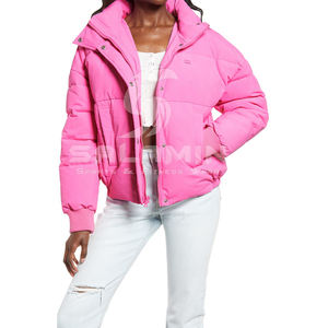 Venta al por mayor de las mujeres Shinny recortada de manga larga acolchado Puffer chaqueta abrigo de invierno para las señoras Shinny recortada de manga larga - Product Image 1