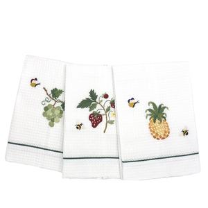 Pai — serviettes de sport brodées, en tissu à motif de raisin vert, broderie gaufre blanche, broderie à la main - Product Image 3