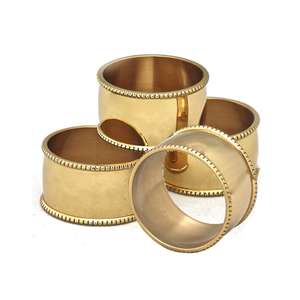 Anneau de serviette perlé rond martelé en laiton de haute qualité, décorations de Banquet de mariage haut de gamme, anneau de serviette - Product Image 4