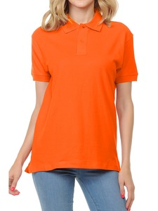 Orange Ladies T-<b>Shirt</b> Custom Design for <b>Polo</b> Neck Short <b>Sleeves</b> <b>Long</b> Length Breathable Knitted Fabric Bangladesh Logo Casual - Product Image 3