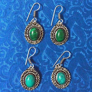 Boucles d'oreilles Malachite de forme ovale, meilleure vente, livraison gratuite - Product Image 1