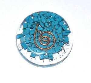 Turquoise <b>Orgone</b> Energy Disc Cabochons Carved Feng Shui Love Crystals Healing AGATE EMF Protection Energy <b>Generator</b> Gemstone - Product Image 1