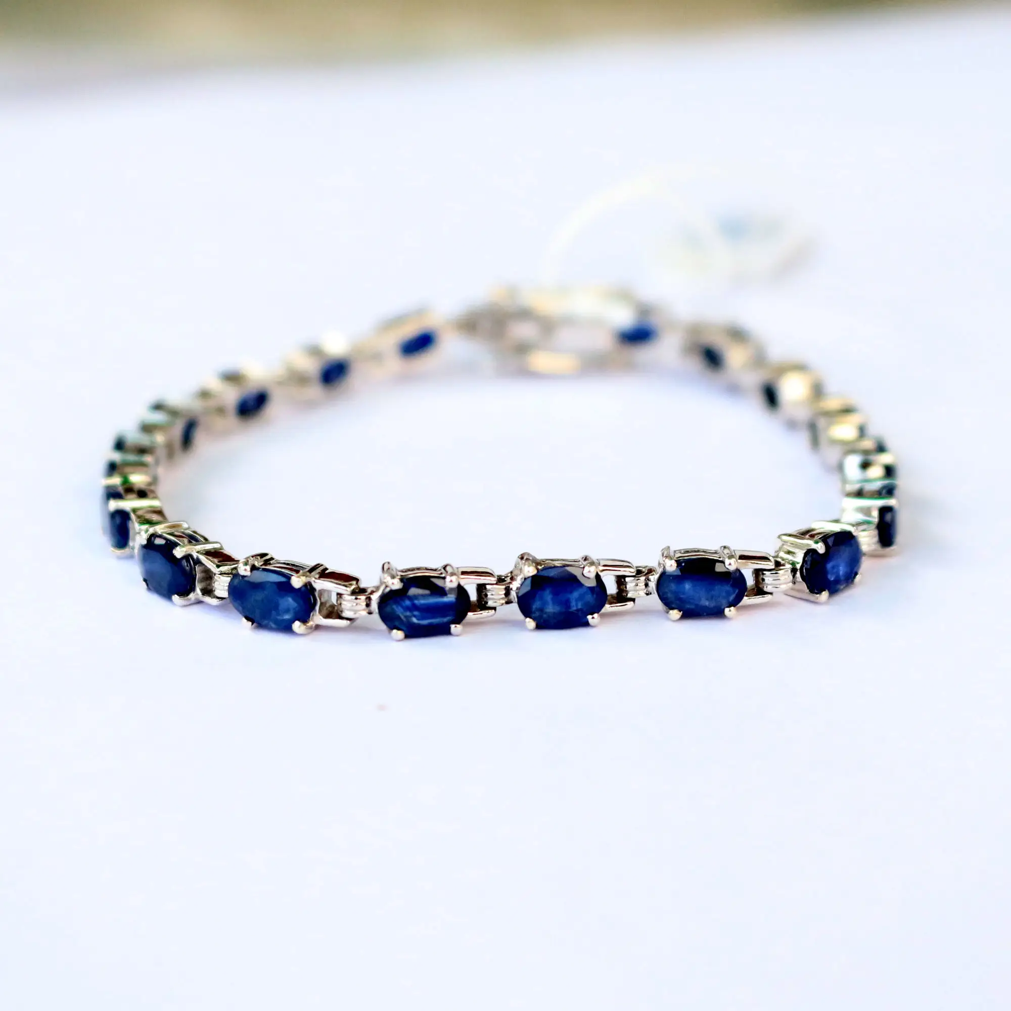 Modern Design High Quality Sapphire Gemstone Handmade Bracelets 925 Sterling Silver Jewelry