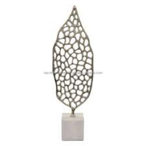 Articles de décoration de table décoratifs pour la maison Sculpture de couleur bleue avec base en marbre Sculpture d'arbre en fer Sculpture d'arbre en acier inoxydable - Product Image 3