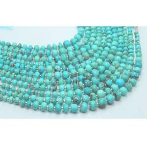 ลูกปัดสีเทอร์ควอยซ์ Arizona ขนาด8นิ้วประดับอัญมณีธรรมชาติทรงกลมเรียบลูกปัดทำหิน - Product Image 5