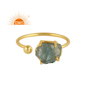 Rough Designer Apatite Gemstone <b>Ring</b> Jewelry 925 <b>Sterling</b> <b>Silver</b> 18k Gold Plated Stackable <b>Ring</b> Manufacturer - Product Image 1