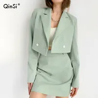 QINSI In produzione minigonne abiti femminili moda corta Casual Blazer Set donna 2 pezzi vestito donna abiti con gonna Set