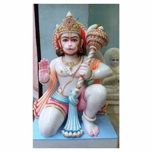 รูปปั้นหนุมานหินอ่อนที่มีสีสันสำหรับการนมัสการ - Product Image 1