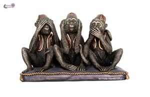 Nirmala Handicrafts - Estatua de Tres Monos de Resina de Poliéster de Mahatma Gandhi, Hecha a Mano en Rajasthan, Regalo para Diwali, Cumpleaños, Boda - Product Image 2