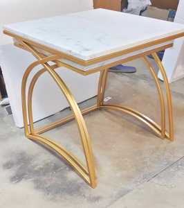 Handmade Modern Set of 2 Marble Top <b>Square</b> Coffee <b>Tables</b> Nesting Living Room Furniture with Home Office <b>Bar</b> Decorative Features - Product Image 2
