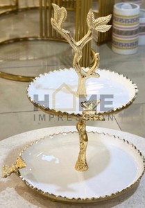 3 Tier Floral Metal Designer Popular Glossy Enamel Cake Stand - Product Image 6