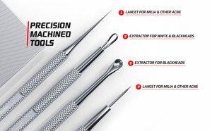 Bộ Dụng Cụ Popper Mụn Đầu Đen, Máy Chiết Xuất Mụn Đầu Trắng, Dụng Cụ Tẩy Mụn Trứng Cá Và Mụn Trứng Cá Bằng Kim/Lưỡi Trích - Product Image 2