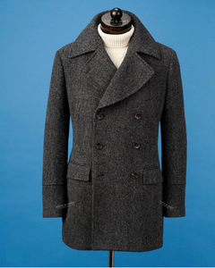 Luxury Quality Wool <b>Double</b> <b>Breasted</b> V-neck <b>Mens</b> Overcoat Steve & James for Winter Fashion - Product Image 2