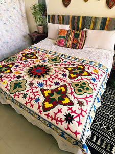 Sábana de decoración de arte europeo de 60x90 pulgadas, sábana bordada hecha a mano, tapiz clásico bohemio para colgar en la pared, cubrecama de doble tamaño - Product Image 4