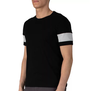 T-shirt homme noir uni en coton pur, manches courtes, vente en gros OEM, qualité garantie. - Product Image 4