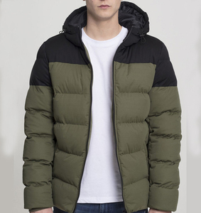 Chaqueta acolchada de burbujas de bloque de color de dos tonos cálida de invierno para hombre, rompevientos de lona sólida para adultos - Product Image 3