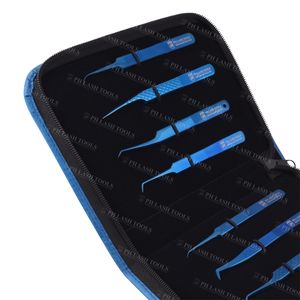 Jeu de pincettes magnétiques à cils, Kit de couleur bleue de Style parfait, étui à fermeture éclair bleue de haute qualité pour 8 pinces pour extensions de cils - Product Image 3