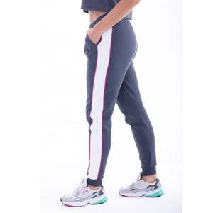 กางเกงเอวสูงทรงหลวมแต่งโลโก้ได้ตามต้องการผ้าฝ้ายผ้าแคนวาสสีดำ - Product Image 1