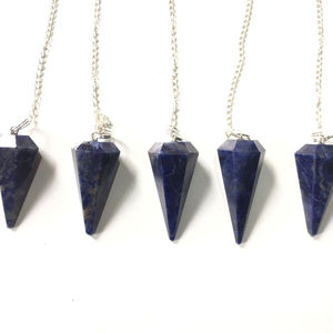 Pendule en cristal SODALITE naturel avec chaîne pour REIKI, méditation de guérison, pendule en cristal pour énergie, vente d'usine - Product Image 3