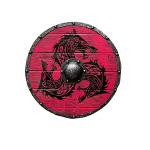 Ancient Medieval Armor Round Viking Shield Iron made Red Black Color Combat Protective Warrior Shield suppliers India