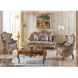 Luxury Upholstery Antique Bronze Carved Sofa Set Traditional Metallic Finish Formal Sofa Set Italian Design Palace Sofa Set - Product Image 1