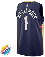 Williamson # 1 Camiseta de Baloncesto de Nueva Orleans - Antibacteriana, de Secado Rápido, Transpirable, Tallas Grandes Unisex para Adultos, Tallas S-XXXL, Gris