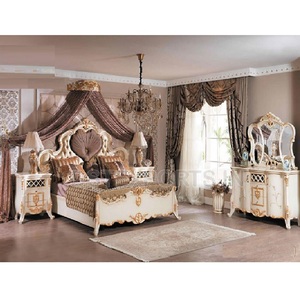 Mobilier classique de lit et de chambre à coucher en bois sculpté à la main Mobilier de chambre à coucher luxueux en bois de teck à vendre Ensemble de chambre à coucher européen de grande taille - Product Image 1