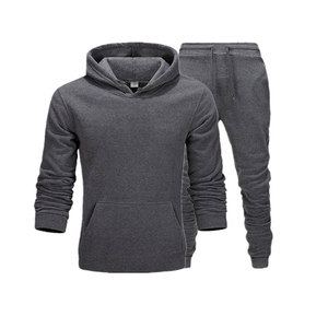 Bleu marine sweat à capuche avec poche kangourou en molleton pantalon survêtement ensemble - Product Image 5