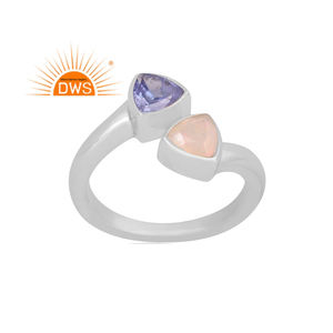 Anillo Apilable de Plata de Ley Fina con Ópalo Etíope Natural y Tanzanita, el Más Vendido del 2026, para Mujer, Fabricante de Joyería - Product Image 1