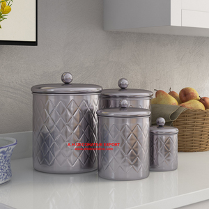 Silver Plated Kitchen <b>Canister</b> <b>Set</b> of 4 Elegant Design Metal Silver Finished <b>Canister</b> <b>Set</b> for Home Kitchen Decoration - Product Image 2