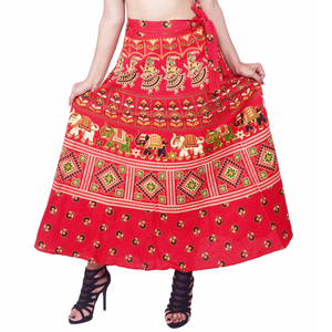 อินเดียยิปซีฮิปปี้ Jaipuri พิมพ์ผ้าฝ้ายชุดกระโปรงยาวย่น - Product Image 2