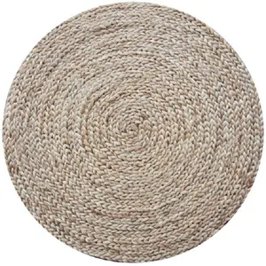 Jute & Wool Hand Made Braided Rug Carpet for Living Room and Kid Novelty Adult Polybag Plain Round Floor Covering Mumbai 10F