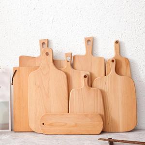 Tabla de cortar de madera de mango rectangular, múltiples diseños para utensilios de cocina, Agujero colgante y para servir pizza o comida - Product Image 2