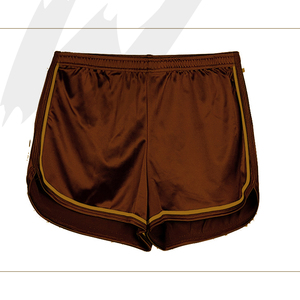 Pantalones cortos brillantes de satén para mujer, color marrón - Product Image 1