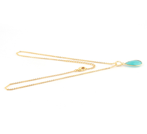 Colgante de cadena de Calcedonia de latón chapado en oro y plata, cadena ajustable de Diseño popular, briolette cut aqua, gran oferta - Product Image 4